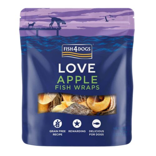 FISH 4 DOGS LOVE APPLE FISH WRAPS (RIBJI ZVITKI IZ JOBOLK)