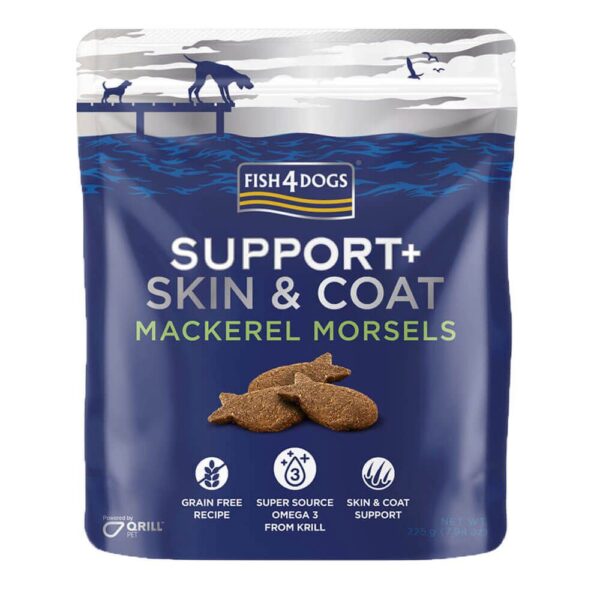 FISH 4 DOGS SUPPORT+ SKIN & COAT MACKEREL MORSELS (skuša)