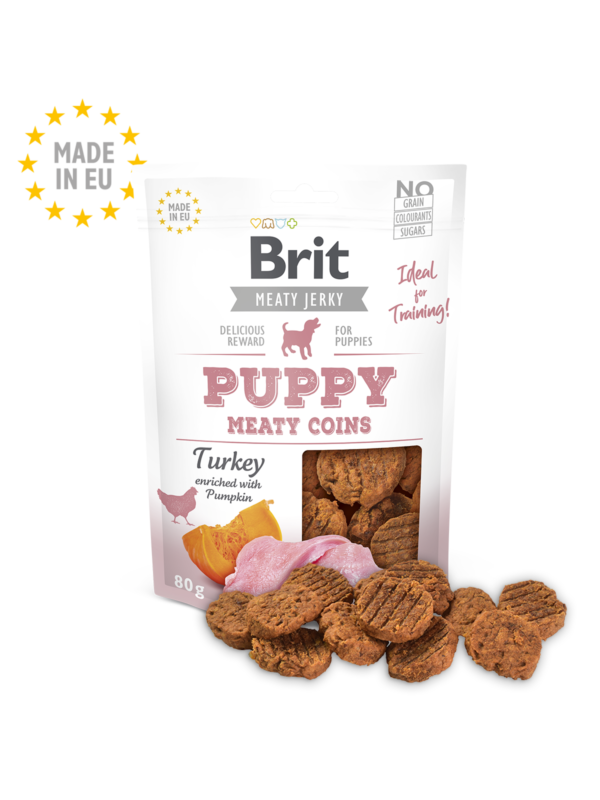Brit - Meaty Coins mesni medaljoni puran za mlade pse 80g