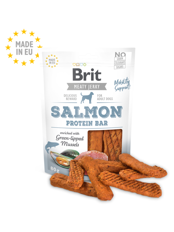 Brit - Meat Jerky protein bar z lososom 80g