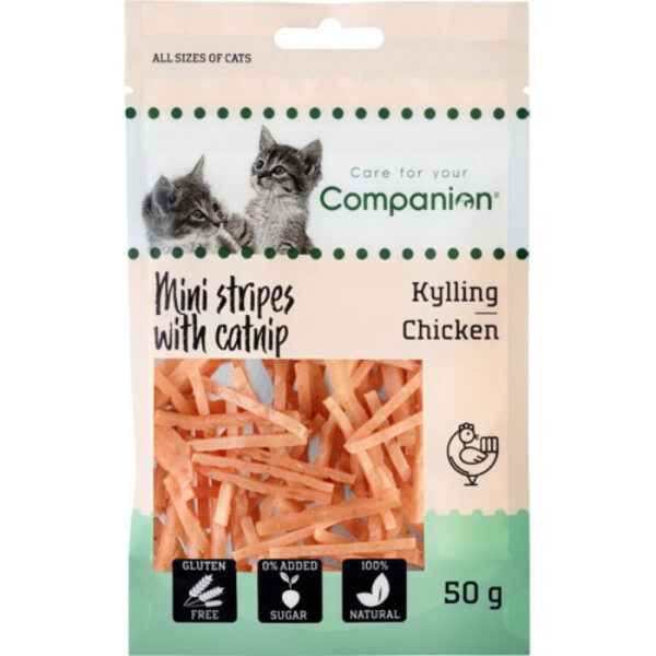 Companion mini stripes za mačke piščanec z mačjo meto 50g