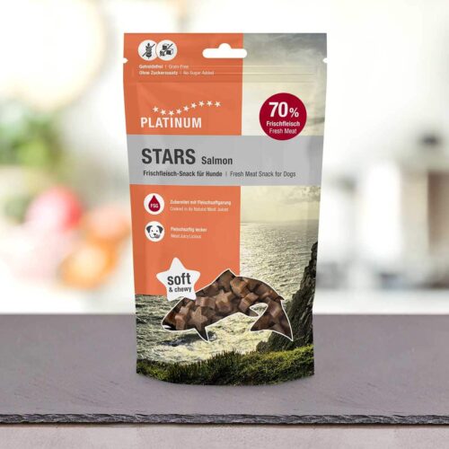PLATINUM Salmon Stars 185g – Nagrada iz svežega lososa, ki jo bo tvoj pes oboževal