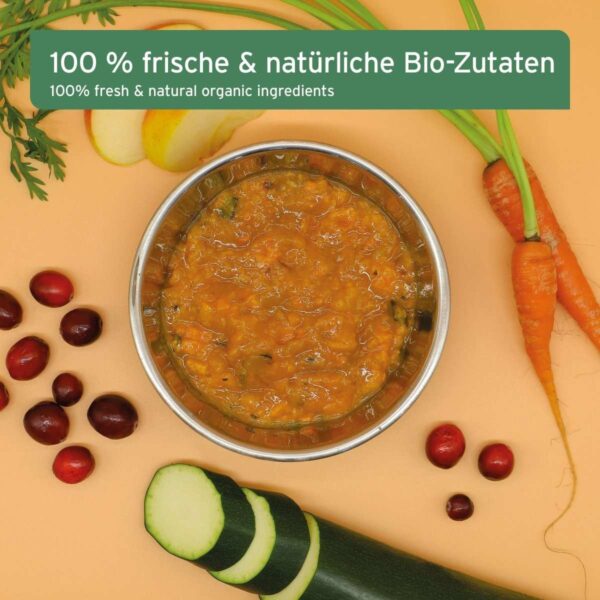 bio-barf-puree-karotte-cranberry-726219 AniForte® BIO BARF-Pire Korenje & Brusnica – 150g