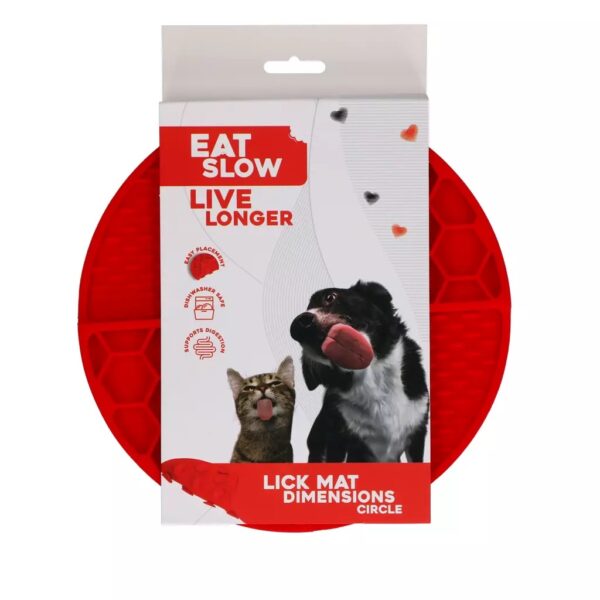 Eat Slow Live Longer Lick Mat circle red - čudežen krog