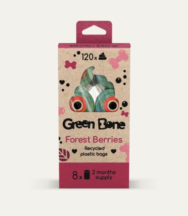 GREEN BONE VREČKE ZA DREKCE Forest berries – 8 rolic (120 vrečk)