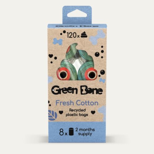 GREEN BONE VREČKE ZA DREKCE Fresh cotton – 8 rolic (120 vrečk)